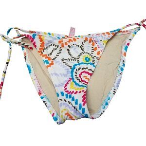 Victorias Secret Bikini Bottoms Medium String Cheeky White Pink Y2K Side Tie M